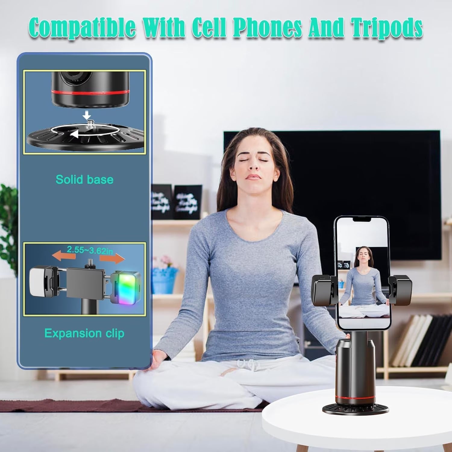 Revolutionize Your Content Creation with the Auto Face Tracking Tripod - 360° Rotating AI Smart Stand with Remote and RGB Fill Lights for Perfect Live Video Recording