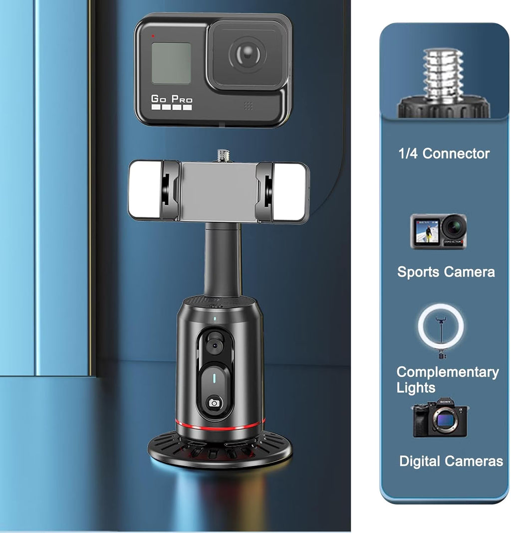 Revolutionize Your Content Creation with the Auto Face Tracking Tripod - 360° Rotating AI Smart Stand with Remote and RGB Fill Lights for Perfect Live Video Recording