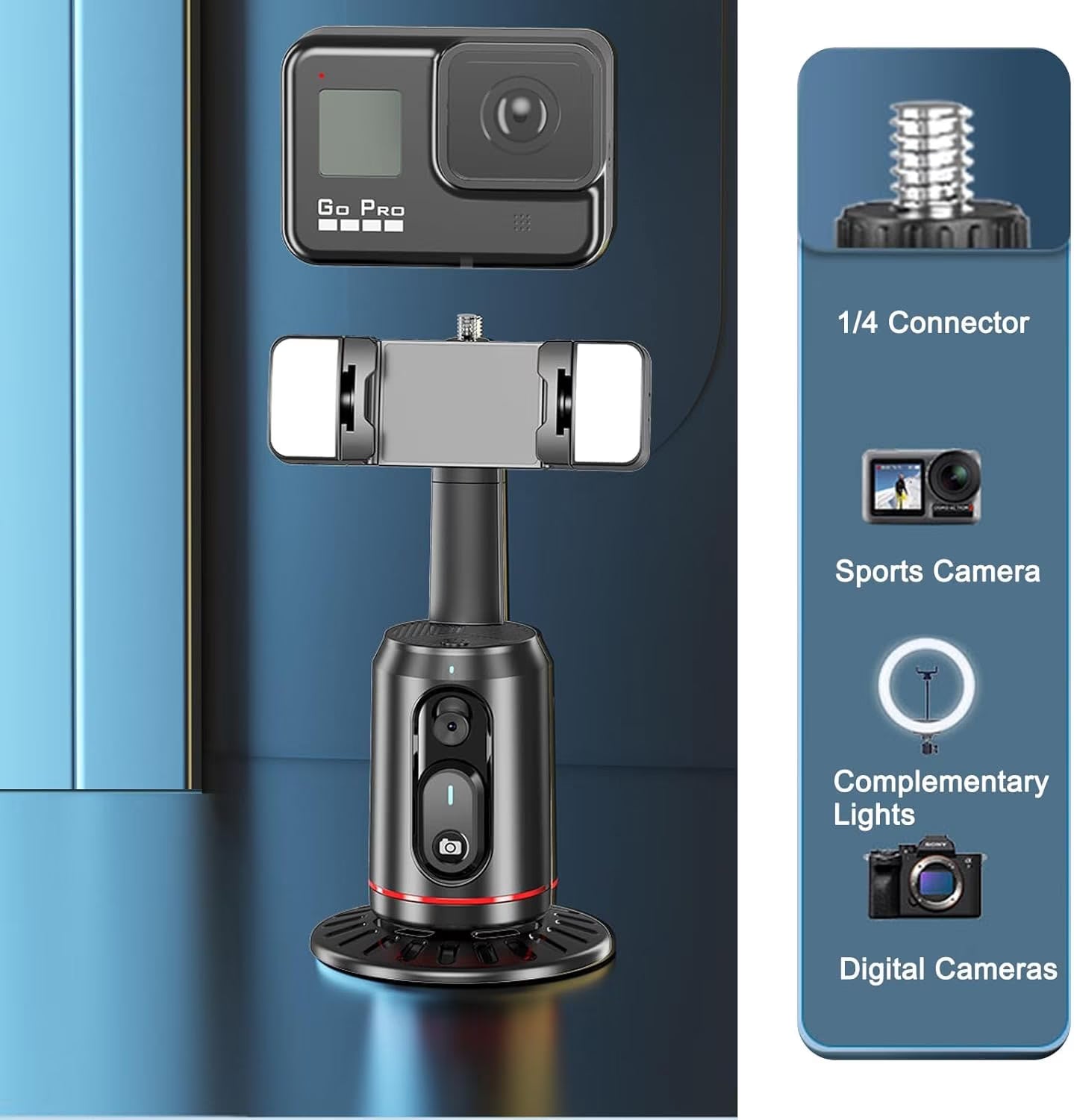 Revolutionize Your Content Creation with the Auto Face Tracking Tripod - 360° Rotating AI Smart Stand with Remote and RGB Fill Lights for Perfect Live Video Recording