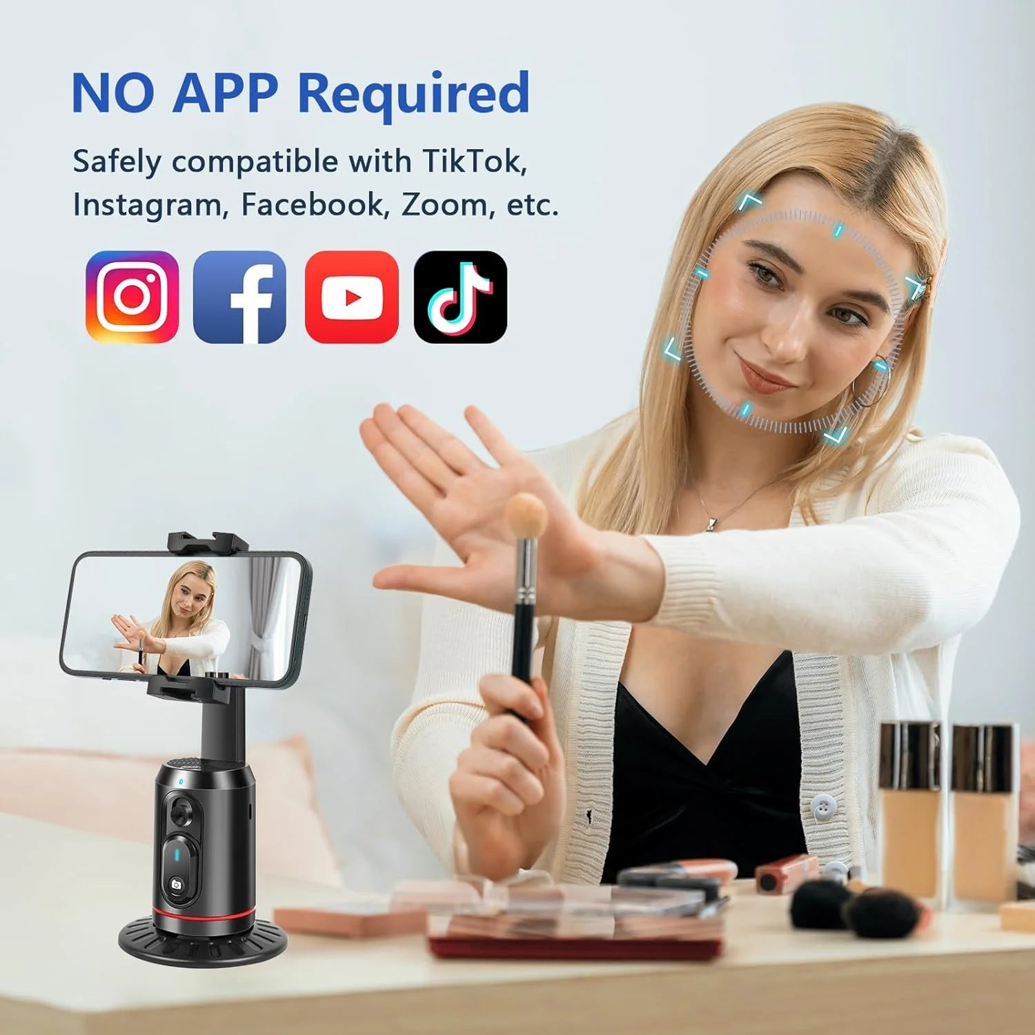 Revolutionize Your Content Creation with the Auto Face Tracking Tripod - 360° Rotating AI Smart Stand with Remote and RGB Fill Lights for Perfect Live Video Recording