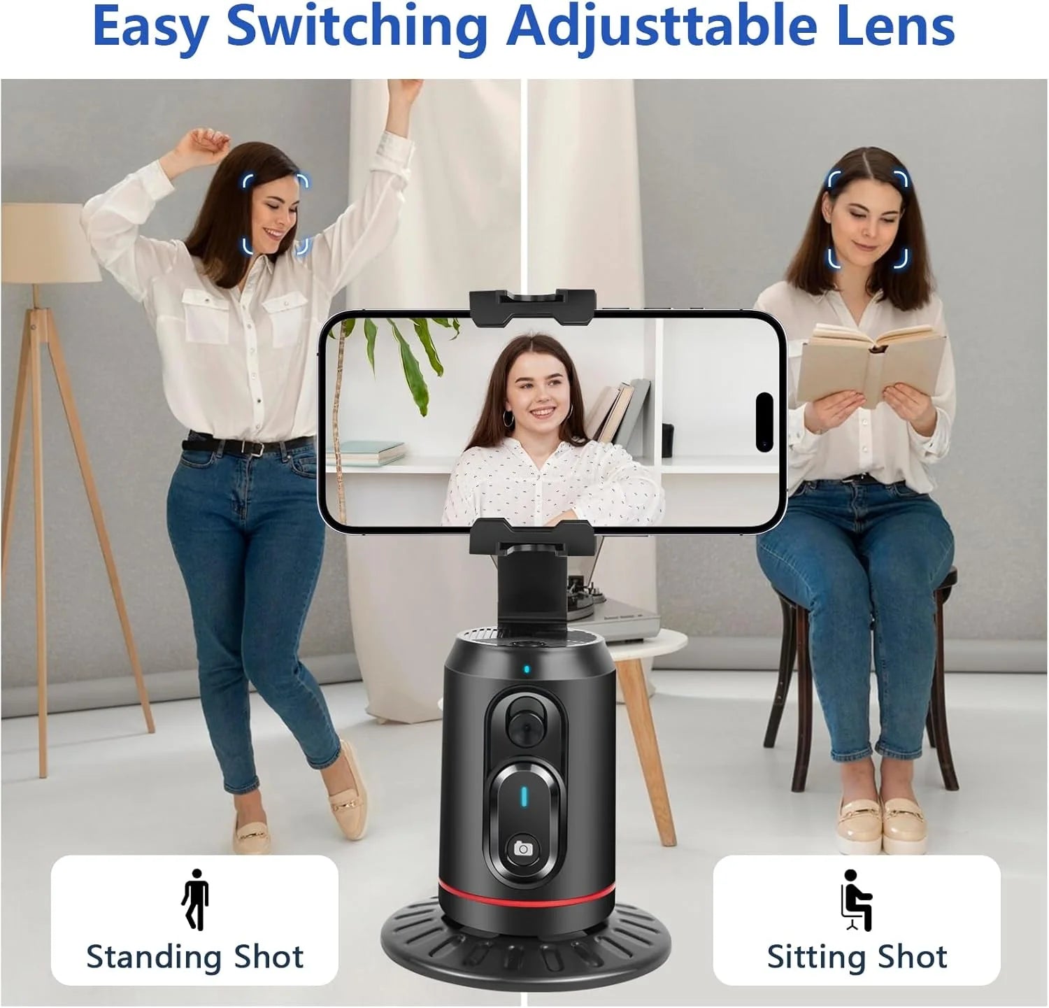 Revolutionize Your Content Creation with the Auto Face Tracking Tripod - 360° Rotating AI Smart Stand with Remote and RGB Fill Lights for Perfect Live Video Recording
