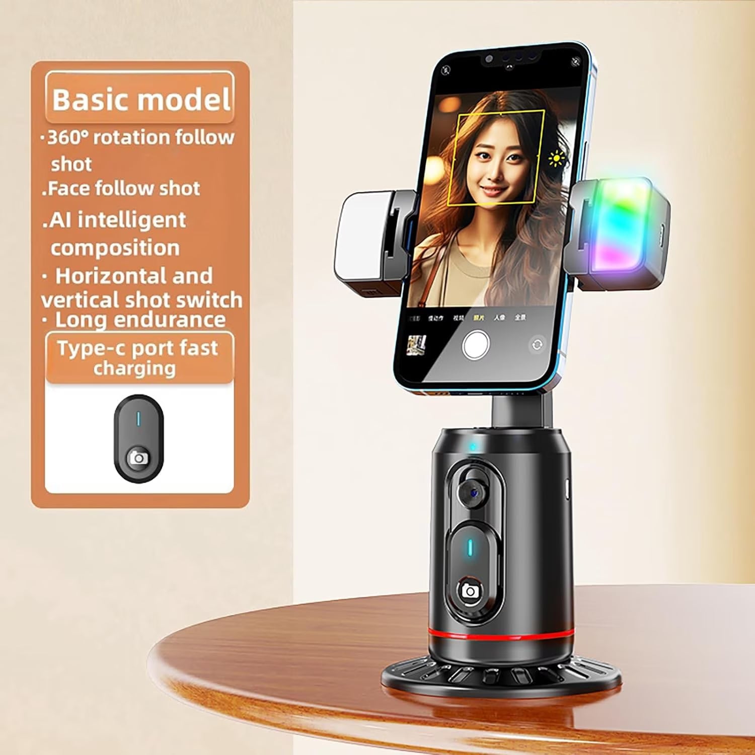 Revolutionize Your Content Creation with the Auto Face Tracking Tripod - 360° Rotating AI Smart Stand with Remote and RGB Fill Lights for Perfect Live Video Recording