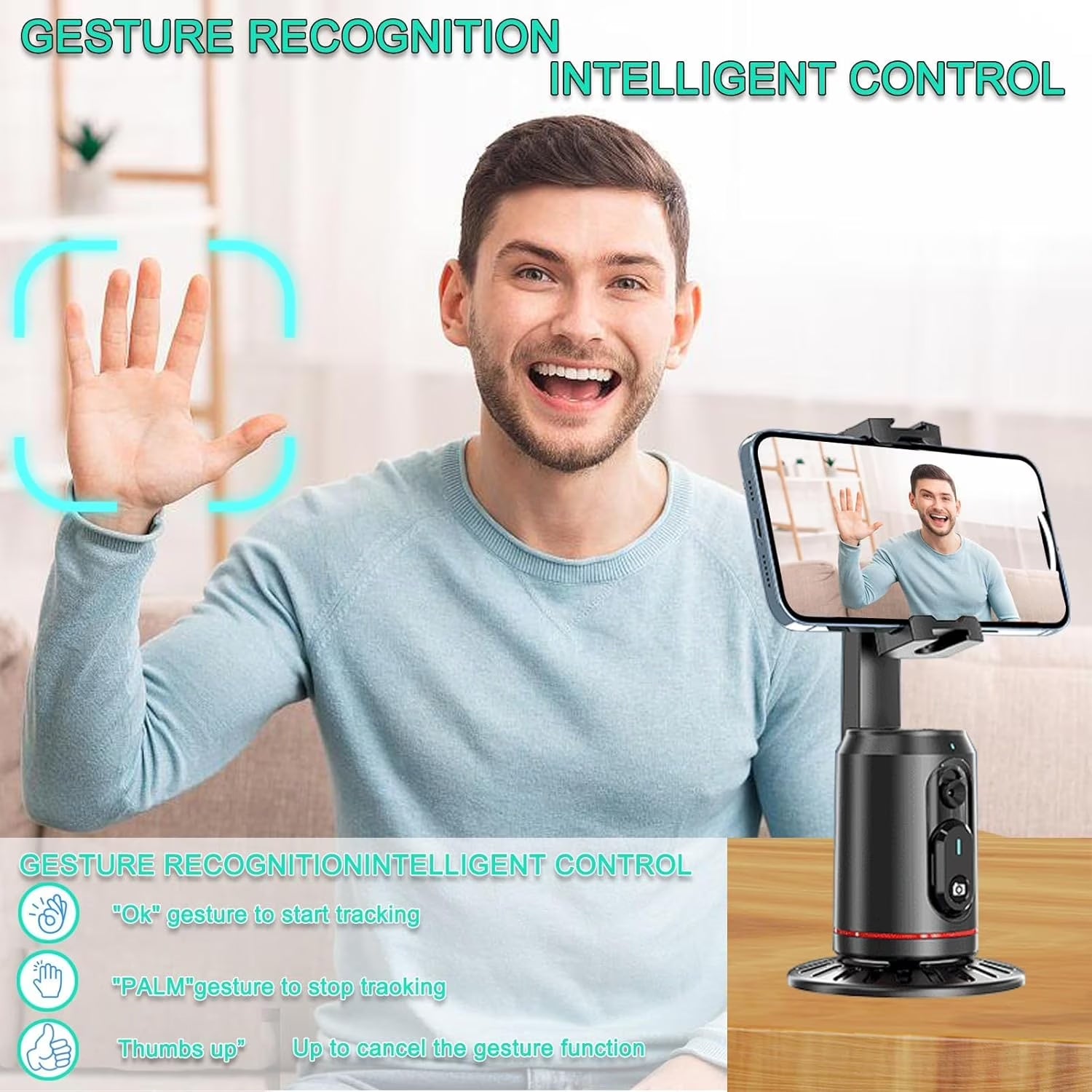 Revolutionize Your Content Creation with the Auto Face Tracking Tripod - 360° Rotating AI Smart Stand with Remote and RGB Fill Lights for Perfect Live Video Recording